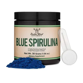blue spirulina powder – 35% phycocyanin superfood by double wood (one month supply)