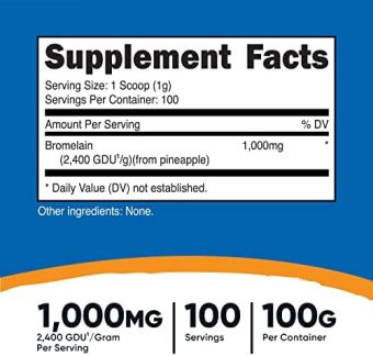nutricost bromelain powder 100 grams bromelain (2400 gdu/g), non gmo, vegan, gluten