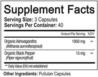 nutriflair organic ashwagandha capsules 1950mg