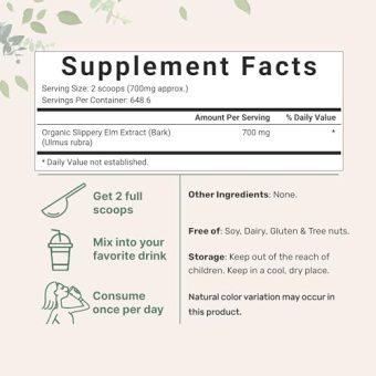 micro ingredients sustainably us grown, organic slippery elm bark powder, 1 pound (645 servings), helps soothe the throat and coughing, no irradiated, no contaminated, no gmos, pet friendly health & household