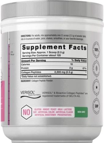 skin rejuvenator with verisol 10.58 oz | bioactive collagen peptide powder | types i and iii | non gmo, gluten free supplement | by horbaach health & household