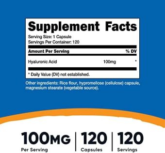 nutricost hyaluronic acid capsules 100mg,120 vegetarian capsules gluten free, non gmo