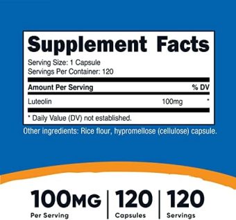 nutricost luteolin 100mg 120 capsules vegetarian friendly, non gmo, gluten