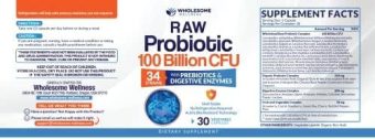 wholesome wellness 100 billion cfu dr. approved probiotics for unisex,30 capsules