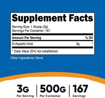 nutricost d aspartic acid powder d aspartic acid 1 500g bottle