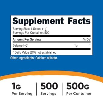 nutricost betaine hcl powder 1 bottle