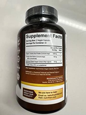 nutriflair turmeric curcumin with bioperine – 1300mg high potency formula – 30 day supply