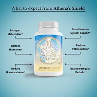 menolabs athena’s shield dim supplement + d3 with bioperin for women | estrogen balance | hormonal acne & immune support | prebiotic aid for perimenopause & menopause hot flash relief, capsule health & household