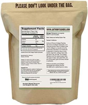 (collagen peptide 0.5kg) anthony's collagen peptide powder (0.5kg), pure hydrolyzed, gluten free, keto and paleo friendly