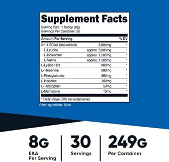 nutricost eaa powder 30 servings (unflavored) essential amino acids non gmo, gluten free, vegetarian friendly