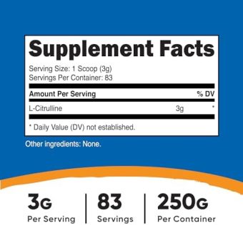 nutricost pure l citrulline (base) powder 250 grams