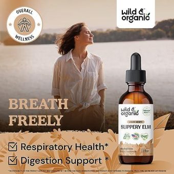 slippery elm liquid drops organic slippery elm bark tincture vegan, alcohol free 2 fl oz health & household