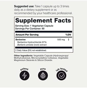 toniiq berberine hcl 500mg – 97% pure himalayan extract | advanced glucose & metabolic support