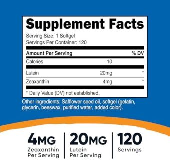 nutricost zeaxanthin with lutein 20mg, 120 softgels potent, non gmo, gluten free