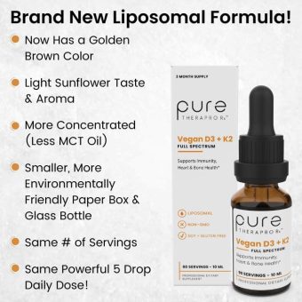pure therapro rx vegan d3 and k2 full spectrum drops 500mcg vit k2 (mk4) & 180mcg vit k2 (mk7)