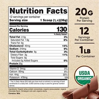 nutricost organic whey protein powder (chocolate) 1 lb non gmo