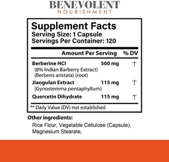 benevolent nourishment premium berberine hcl 730mg 120 vcaps