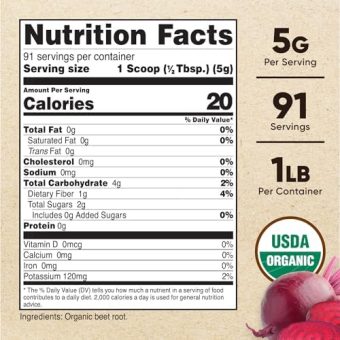 nutricost organic beet root powder 1 lb superfood, certified usda organic