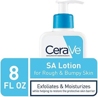 cerave sa lotion for rough & bumpy skin | vitamin d, hyaluronic acid, lactic acid & salicylic acid lotion | fragrance free & allergy tested | 8 ounce