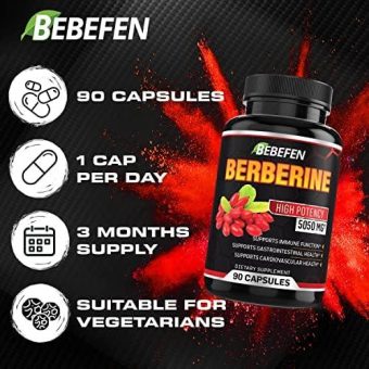 bebefen berberine capsules 5050mg formula pills with black pepper extract 90 capsules berberine supplement for supports healthy immune system, cardiovascular heart 3 month supply