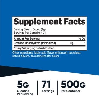 nutricost creatine monohydrate 500 gram blue raspberry