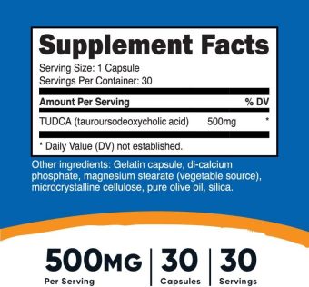nutricost tudca 500mg, 30 capsules (tauroursodeoxycholic acid) premium quality, gluten