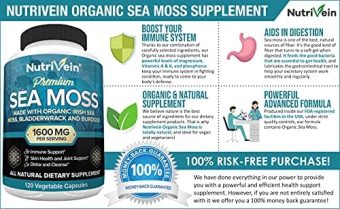 nutrivein organic sea moss 1600mg plus bladderwrack & burdock 120 capsules