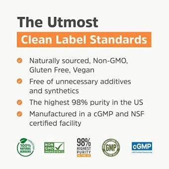 clean label berberine® 1500mg world’s first 98% berberine hcl highest purity in the us no unnecessary additives or synthetics, non gmo, gluten free, vegan 90 capsules/500mg per, made in usa