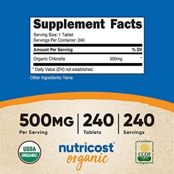 nutricost organic chlorella tablets 500mg – 240 count | usda certified, non gmo, gluten free