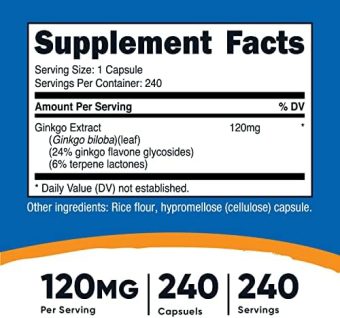 nutricost ginkgo biloba 120mg, 240 capsules extra strength ginkgo biloba extract gluten free & non gmo