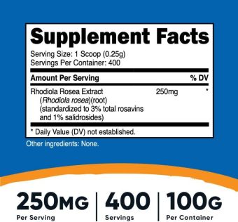 nutricost rhodiola rosea powder 100 grams pure powder, gluten free and non gmo