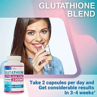 (2 pack) glutathione whitening pills premium skin care for dark spots, uneven skin tone, pigmentation natural anti aging support skin whitening pills without gmo, gluten, soy 120 caps in total