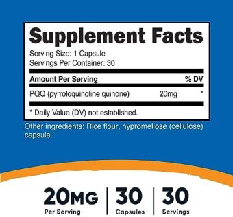 nutricost pqq (pyrroloquinoline quinone) 20mg, 30 capsules vegetarian capsules, non gmo, gluten free