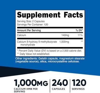 nutricost hmb (beta hydroxy beta methylbutyrate) 1000mg (240 capsules) 500mg per capsule, 120 servings gluten free and non gmo