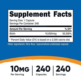 nutricost gluten free biotin vitamin b7 10,000mcg, 240 capsules