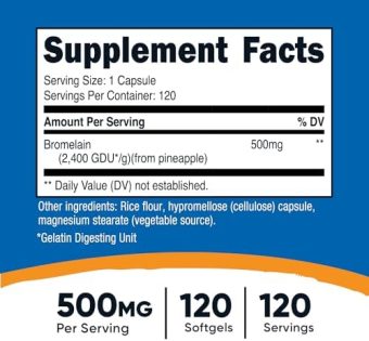 nutricost bromelain 500mg, 120 vegetarian capsules bromelain (2400 gdu/g), non gmo, gluten