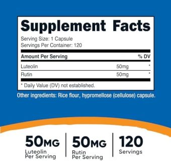 nutricost luteolin with rutin complex 100mg (50mg luteolin, 50mg rutin) 120 capsules vegetarian, non gmo, gluten