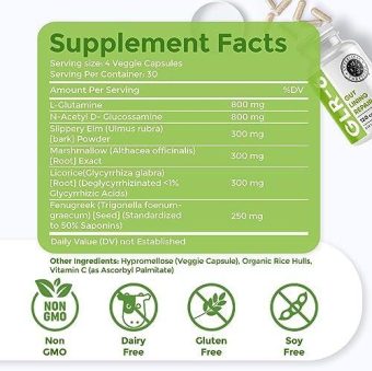 intestinal fortitude glr 6 leaky gut support 120 capsules support intestinal cells, relieve irritation, protect against leaky gut, aid intestinal lining