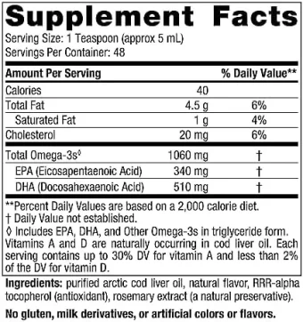 nordic naturals arctic cod liver oil strawberry, 8 oz