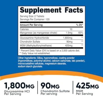 nutricost glucosamine 1800mg with chondroitin & msm, 240 tablets, 120 servings joint support formula non gmo, gluten free