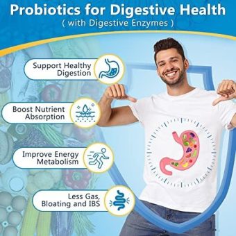 probiotics for men digestive health with digestive enzymes & prebiotics, 100 billion cfus, men's probiotics with saw palmetto & cranberry for prostate & urinary tract health, 90 veggie capsules health & household