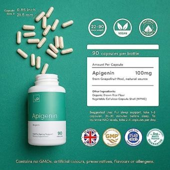 apigenin 100mg x 90 capsules third party tested over 98% natural apigenin supplement vitality pro