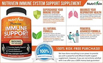 immune support supplement – 1600mg elderberry, zinc, vitamin c & garlic | antioxidant support for immunity & respiratory health | 60 capsules