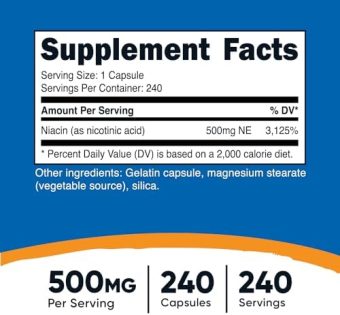 nutricost niacin gluten free (vitamin b3) 500mg,240 capsules