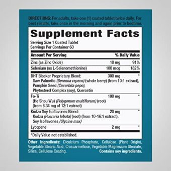 piping rock dht advanced hair formula – 60 tablets for men & women | saw palmetto, pumpkin seed, zinc & selenium