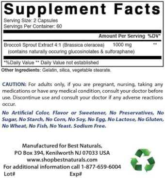 best naturals broccoli sprouts extract, 1000 mg, 120 count