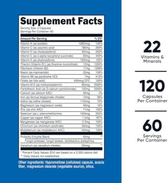nutricost multivitamin 120 vegetarian capsules with probiotics, enzymes, and antioxidants