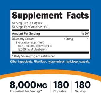 nutricost blueberry extract 8000mg strength, 180 capsules vegetarian, from 160mg 501 extract, gluten free and non gmo