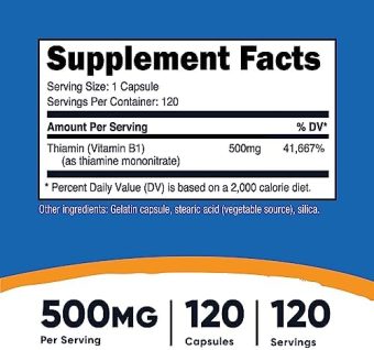 nutricost vitamin b1 thiamine 500mg,120 capsules