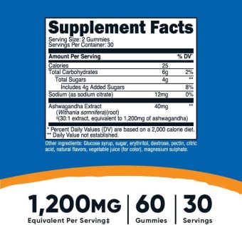 nutricost ashwagandha gummies 1200mg equivalent per serving (mixed berry flavor), 60 gummies, 30 servings